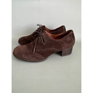 Born Womens Chocolate Brown Leather Suede Lace Up Heels Oxford Shoes Size 10M